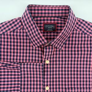 UNTUCKit Men's long sleeve M Pink and Navy Plaid Shirt